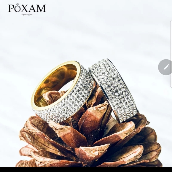 New modern white Crystal silver/gold Plated ring - Picture 3 of 4